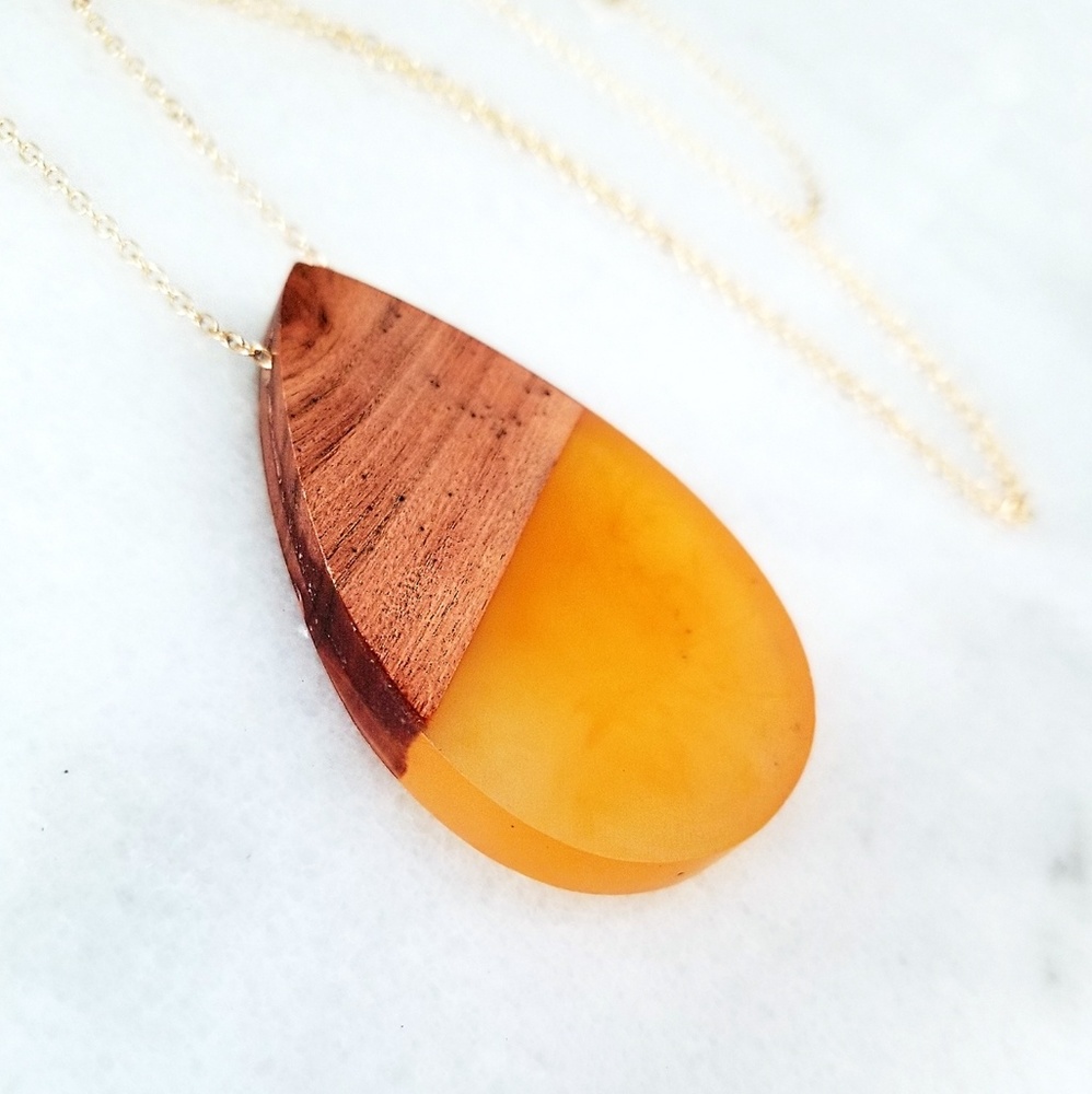 Yellow Wood and Resin Necklace
